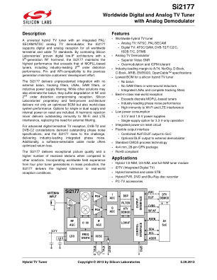 SI2177-A30-GM datasheet cover page