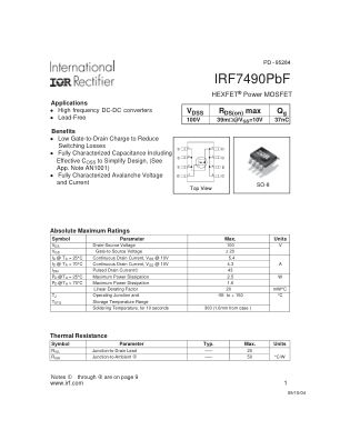 IRF7490 数据手册首页