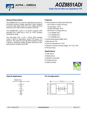 AOZ8851ADI-18 datasheet cover page