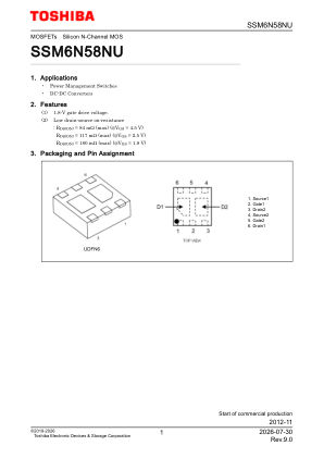 SSM6N58NU datasheet cover page