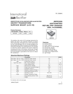 JANTXV2N6790U datasheet cover page