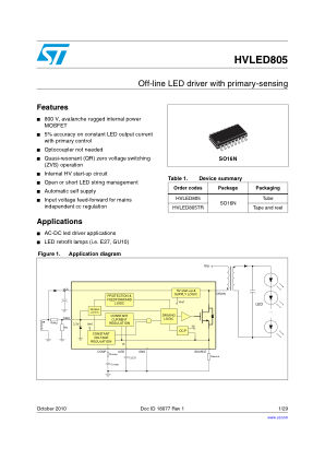 HVLED805 数据手册首页