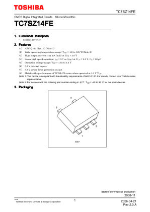 TC7SZ14FE datasheet cover page