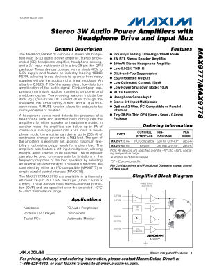 MAX9777-MAX9778 datasheet cover page