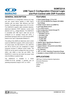 SGM7221A-BRIEF datasheet cover page