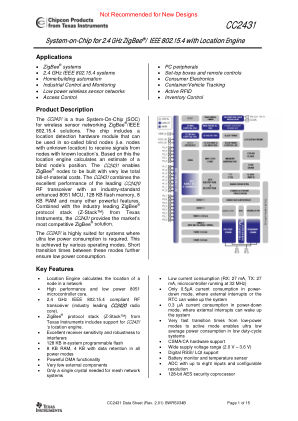 CC2431 datasheet cover page