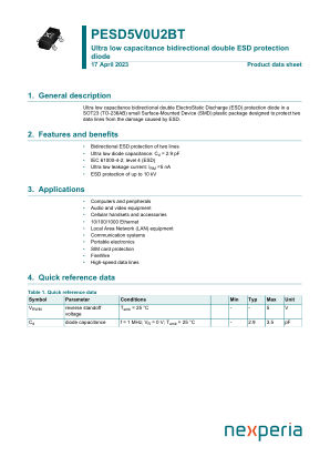 PESD5V0U2BT datasheet cover page