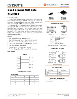 74VHC08 数据手册首页