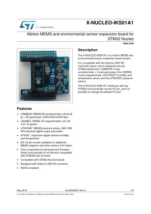 X-NUCLEO-IKS01A1 数据手册首页