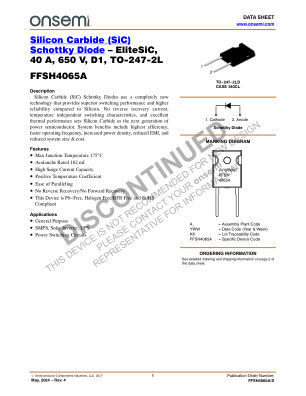 FFSH4065A datasheet cover page
