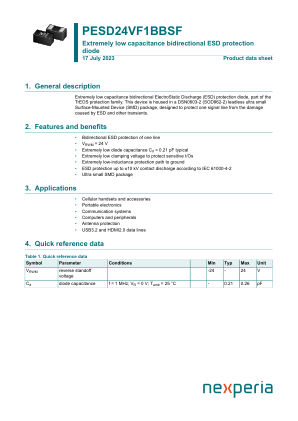 PESD24VF1BBSFYL datasheet cover page