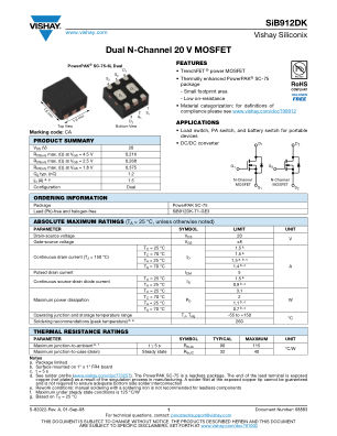 SIB912DK 数据手册首页