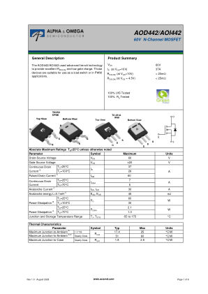 AOI442 datasheet cover page