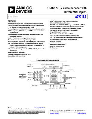 ADV7182 数据手册首页