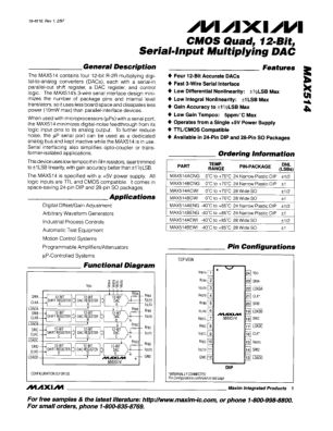 MAX514 datasheet cover page