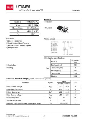 UT6ME5 datasheet cover page