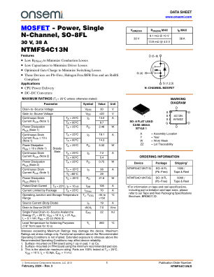 NTMFS4C13N datasheet cover page