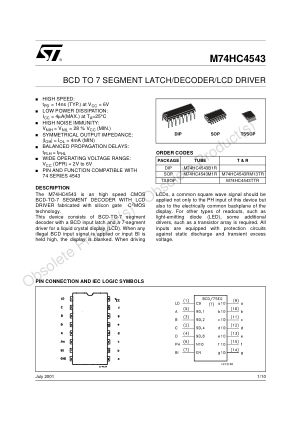 M74HC4543 datasheet cover page