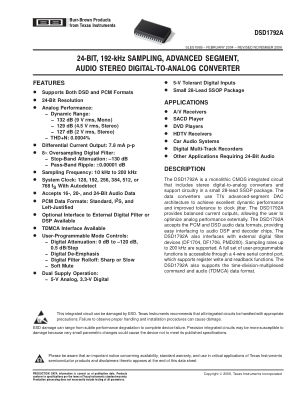 DSD1792A datasheet cover page