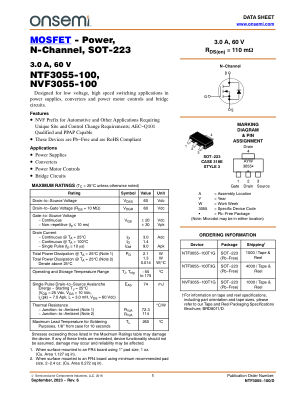 NTF3055-100 数据手册首页