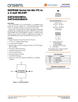 CAT24C64BAC4 datasheet cover page