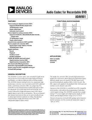 ADAV801 数据手册首页