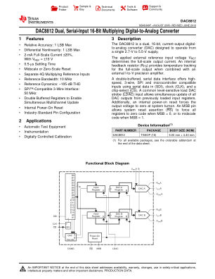 DAC8812 datasheet cover page