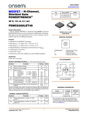 FDMC8360LET40 datasheet cover page