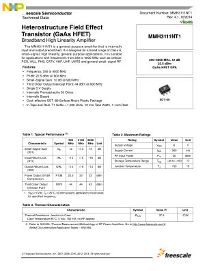 MMH3111NT1 数据手册首页