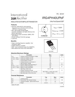 IRG4PH40U 数据手册首页
