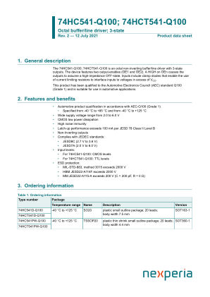 74HCT541PW-Q100J datasheet cover page