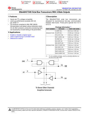 SN74AHCT245 datasheet cover page