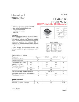 IRF7807 datasheet cover page