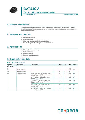 BAT54CV datasheet cover page