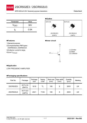 2SCR502E3 数据手册首页