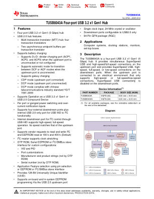 TUSB8043A 数据手册首页