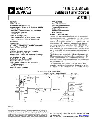 AD7709 datasheet cover page