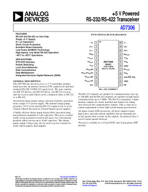 AD7306 datasheet cover page