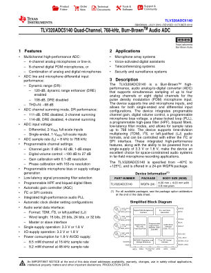 TLV320ADC5140 datasheet cover page