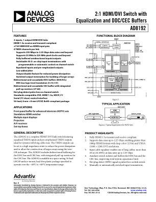 AD8192 数据手册首页