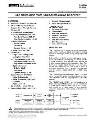 PCM3001 数据手册首页