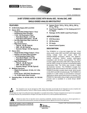 PCM3010 数据手册首页