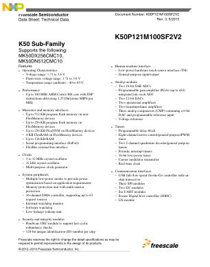K50P121M100SF2V2 数据手册首页