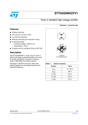 STTH200W03TV1 datasheet cover page