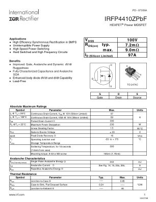 IRFP4410Z 数据手册首页
