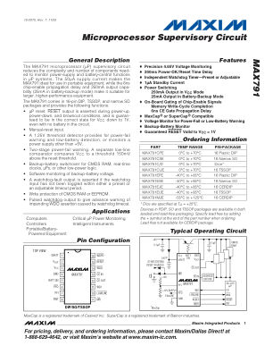 MAX791 datasheet cover page