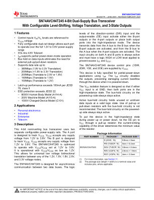 SN74AVCH4T245 datasheet cover page
