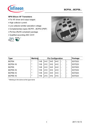 BCP56 datasheet cover page