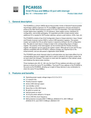 PCA9555 datasheet cover page