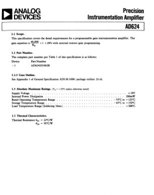 AD624SD 数据手册首页